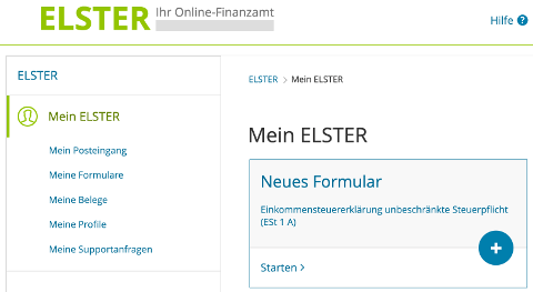 Elster vs Taxfix Menüauswahl